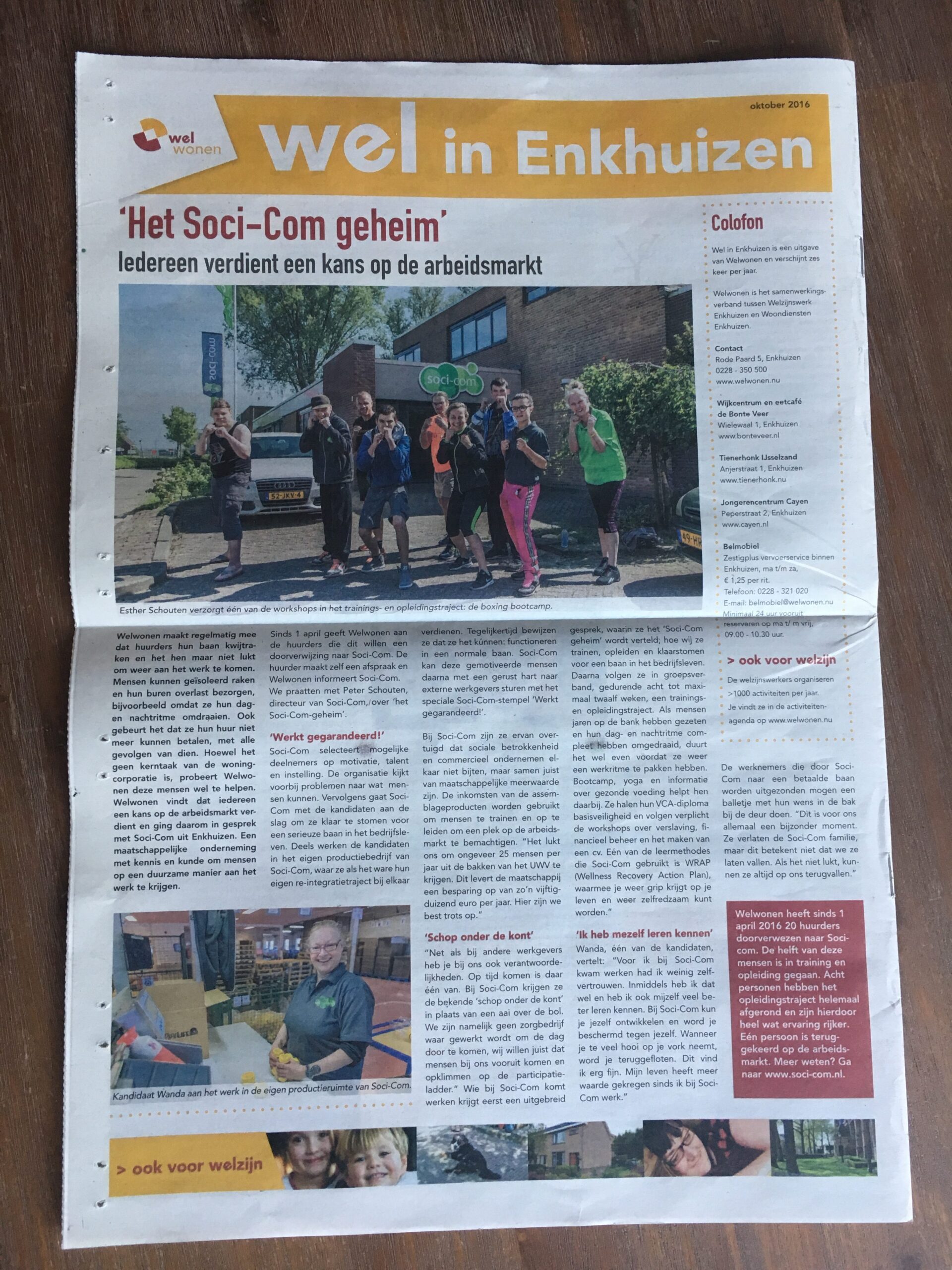 Soci-Com in Weekblad de Drom met Welwonen